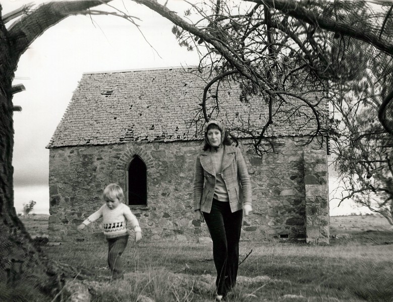 Fay with Richard at an old church