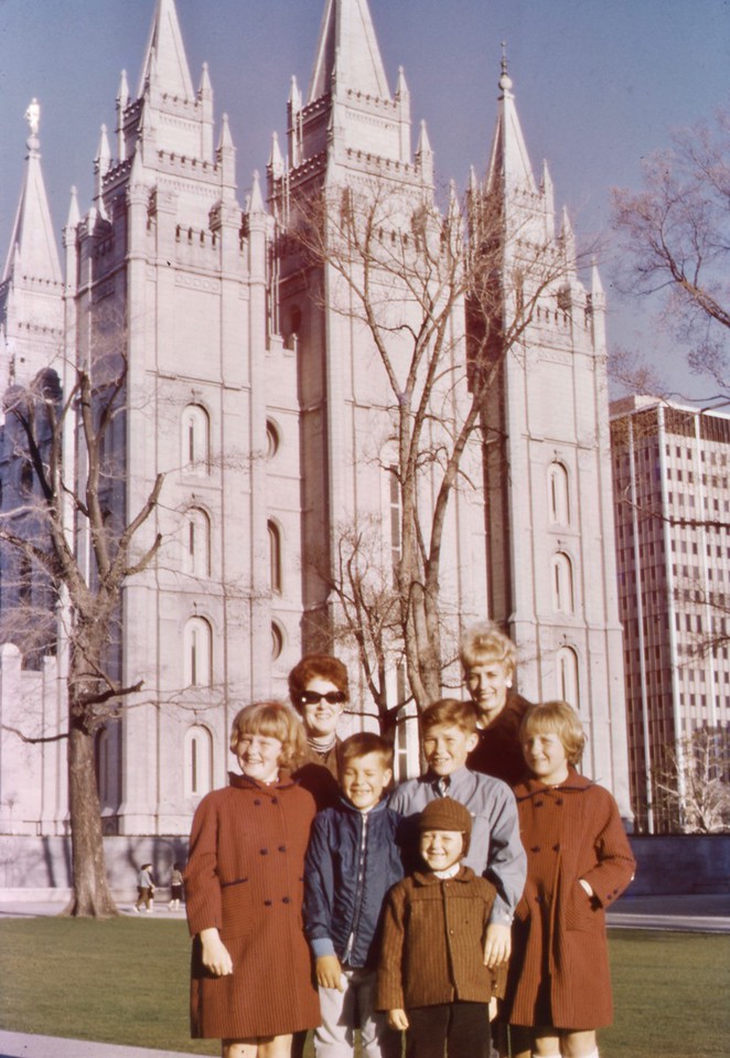 The family in front of Salt Lake Temple